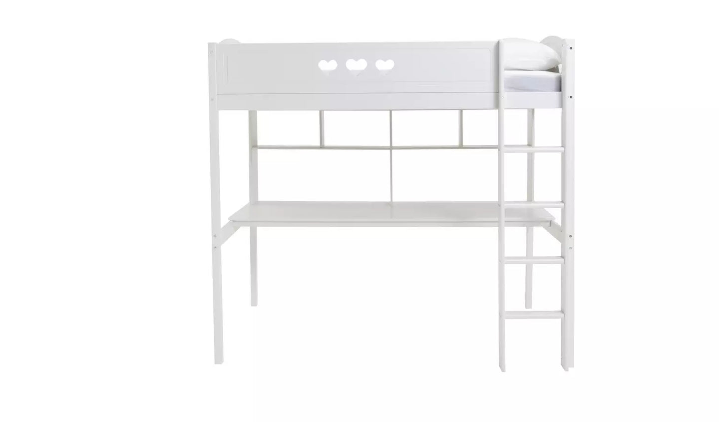 Mia High Sleeper Bed Frame & Desk - White